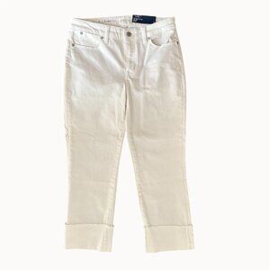 NWT TALBOTS Flawless Straight Crop White Denim Cuffed Jeans Size 6 NEW WITH TAGS
